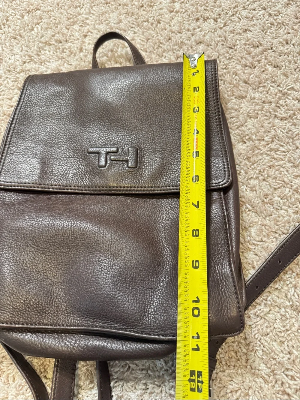 Vintage Tommy Hilfiger Brown Leather flap Backpack